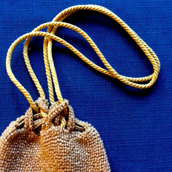 Vintage, Mauve, Beaded Drawstring Evening Purse - Picture 5 of 8